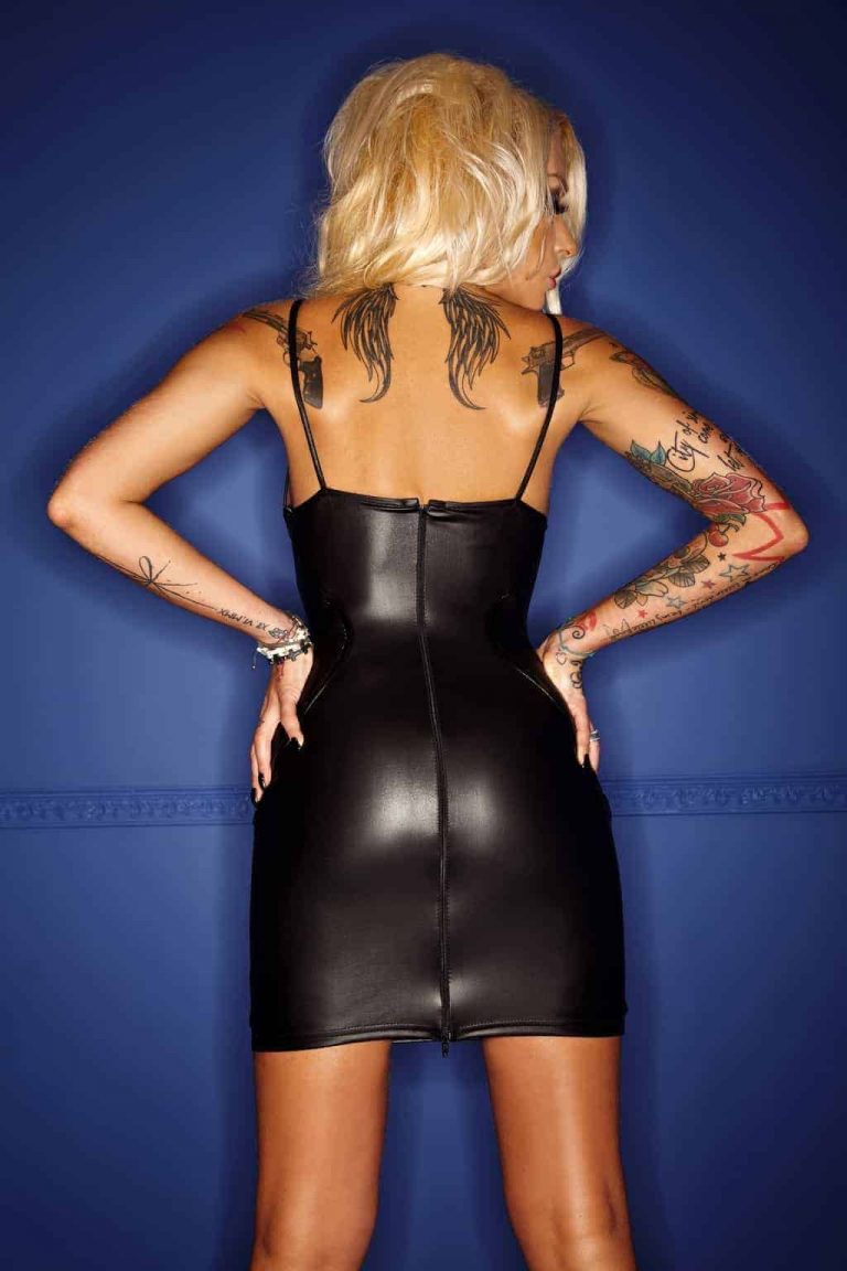 Noir Handmade Short dress with Tulle & PVC Trim