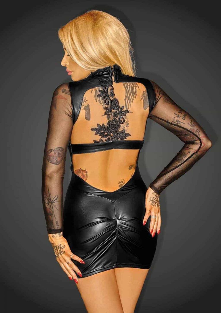 Noir Handmade Powerwetlook w tulle minidress