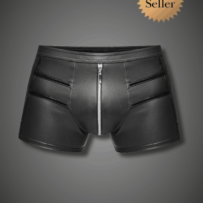 Noir Handmade Men shorts with PVC appl.