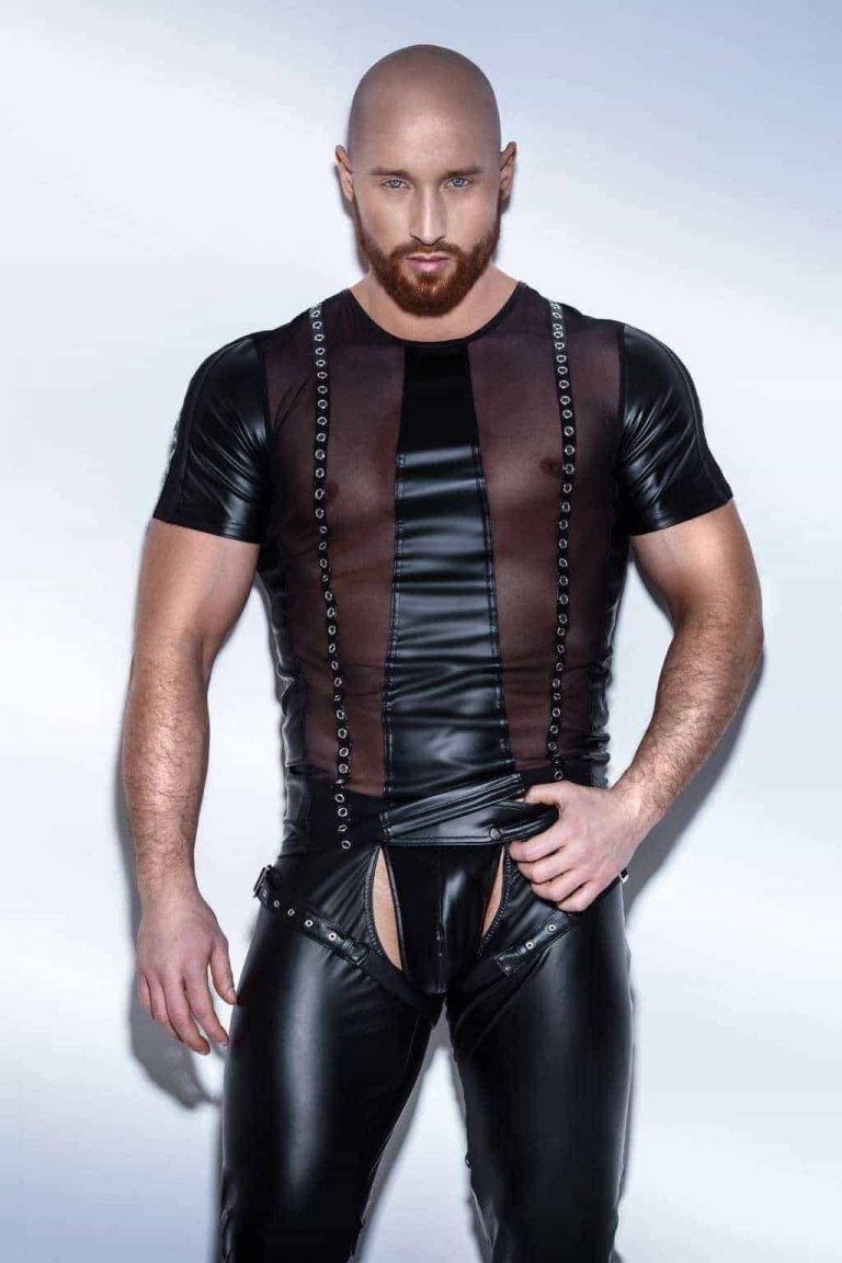 Noir Handmade Men T-Shirt tulle eyelet
