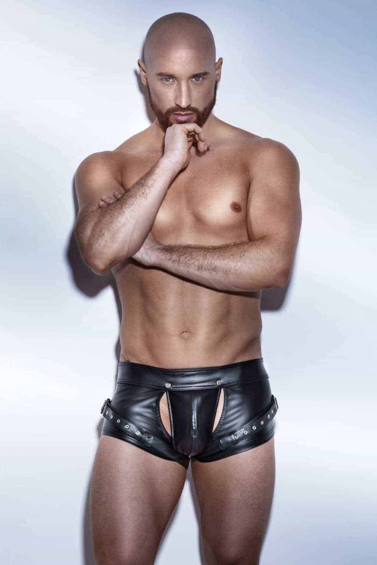 Noir Handmade Men shorts cutouts and stripes