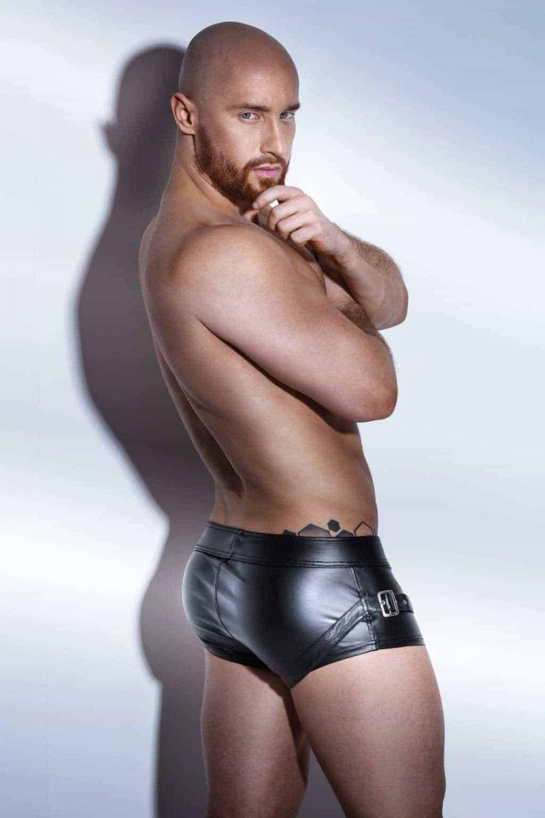 Noir Handmade Men shorts cutouts and stripes