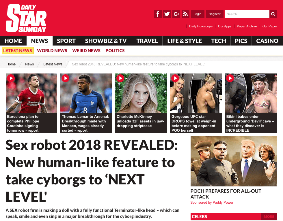 Sex robots in the daily star