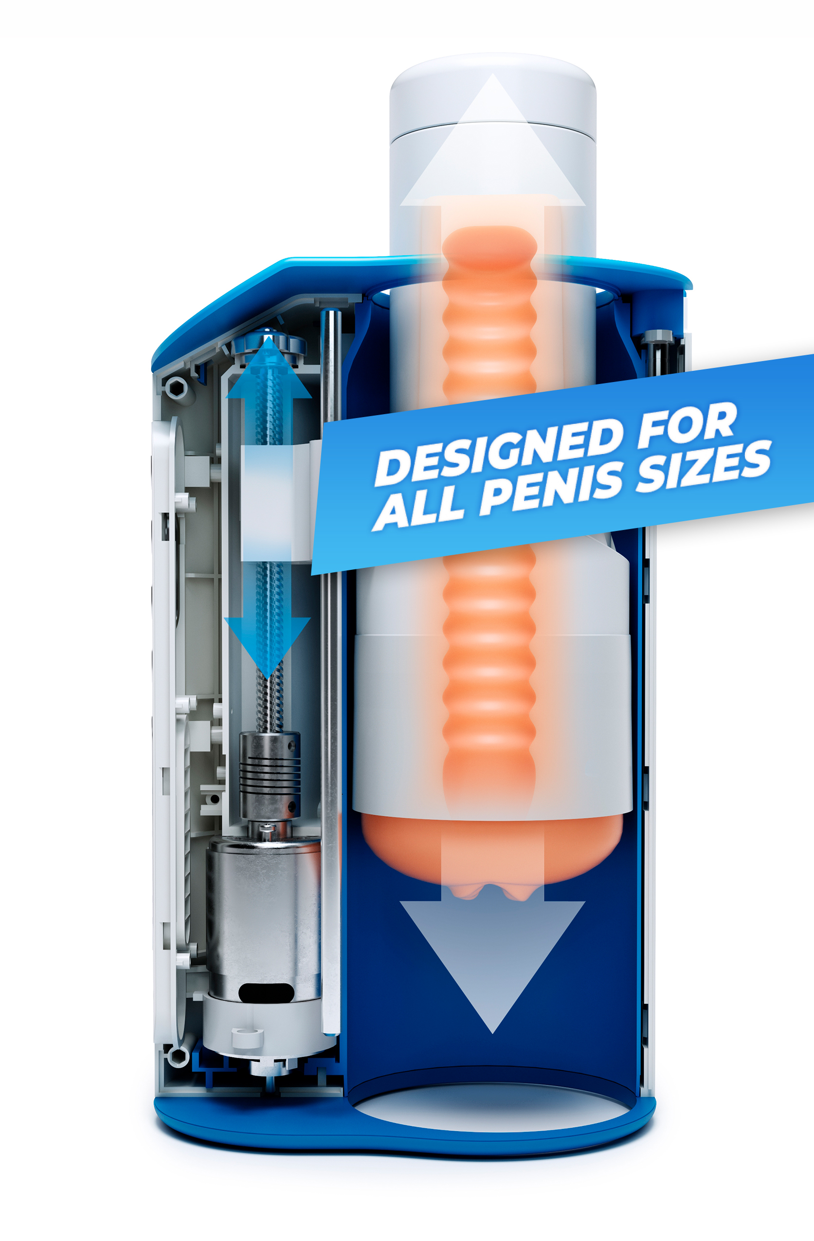 Autoblow AI Ultra Machine image showing that it is made to fit all penis sizes