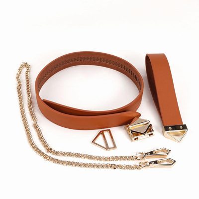 LOCKINK - Collar with Leash Set - brown