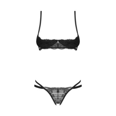 Obsessive - Nutris 2-pcs crotchless set Black XS/S