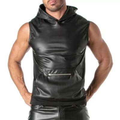 Kinky Zipped Pocket Sleeveless Hoodie - Size : XXL