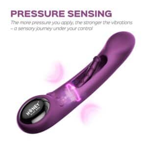 HoneyPlayBox - Tempo-Pressure Sensing App-Controlled Kinky Finger Tapping G-spot Vibrator Purple