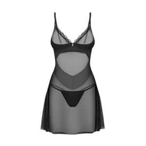 Obsessive - Stelisa Chemise & Thong Black 2XL/3XL