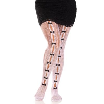 Sweetheart Striped Net Pantyhose White OS