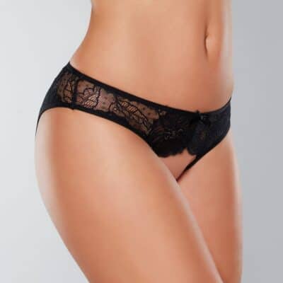 K.I.S.S Crotchless Panty With Thigh High Straps Black