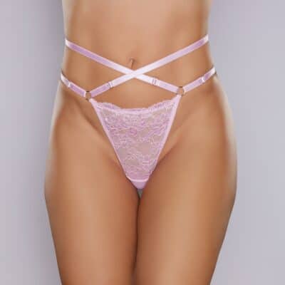 Cherished Panty Lace & Mesh Thong One Size Pink