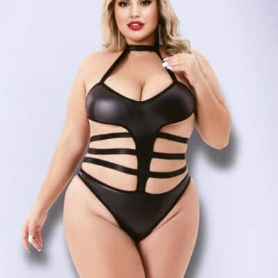 Baci Halter Top Wetlook Teddy Black Queen Size