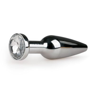 Metal Butt Plug Silver/Clear - L