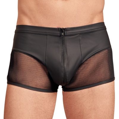 Leather Look Men's Zip Boxer - Black