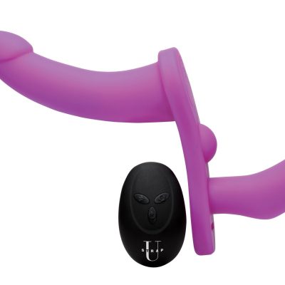 XR Brands - Double Vibrating Dildo with Harness - Purple