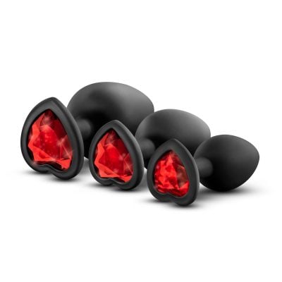 Blush - Luxe Bling Plugs Training Kit Black With Red Gems