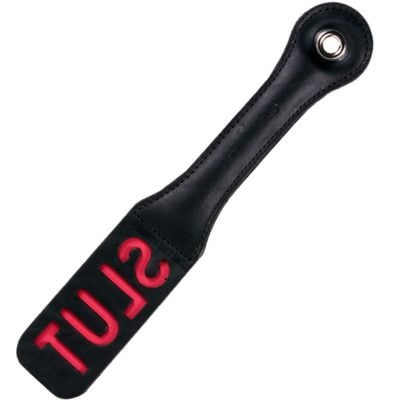 Sportsheets – Leather Impression Paddle – Slut Black