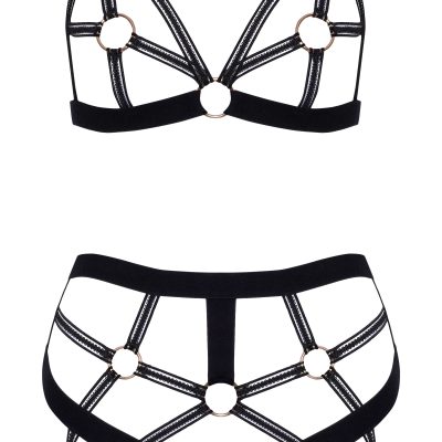 Cottelli LINGERIE – Ouvert Set Bra & Thong – Black