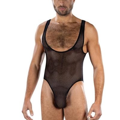 FIERCE DEEP V MESH BODYSUIT BLACK OS