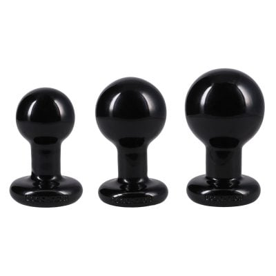 The Classic Round Butt Plug 3 Piece Set Black