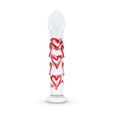 Gildo - Glass G-Spot/Prostate Dildo with Hearts No. 30 - 17 cm