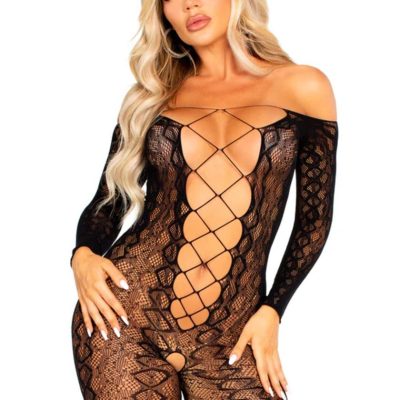 Leg Avenue – Exotic Snake Crotchless Bodystocking – Black