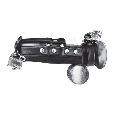Blueline Gimp Cock Locking Chastity Sheath With Double Metal Cock Ring